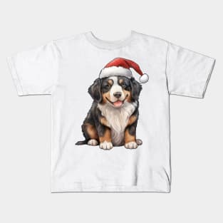 Bernese Mountain Dog in Santa Hat Kids T-Shirt
